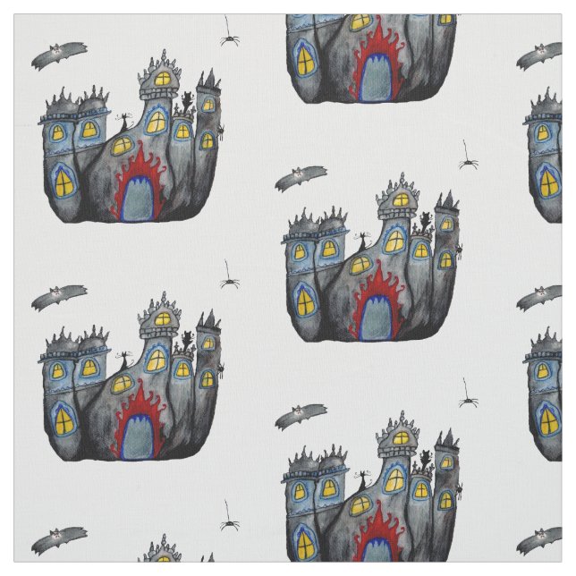 Scary Halloween Castle fabric (Swatch)