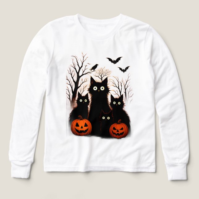 Scary Halloween Cats and Bats Design | Dark Horror (Design Front)