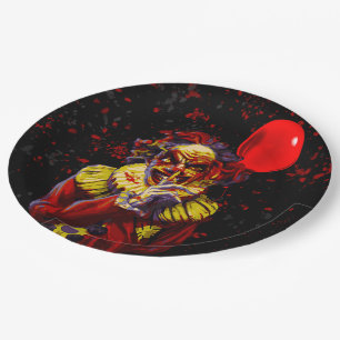 Scary Halloween Clown Costume Party Paper Plate