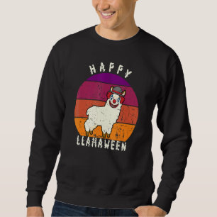 Scary Halloween Clown Llama Pun Happy Llamaween Sweatshirt