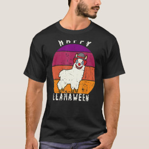 Scary Halloween Clown Llama Pun Happy Llamaween T-Shirt