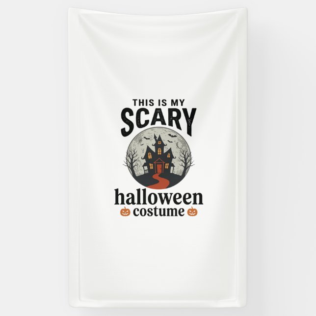 Scary Halloween Costume Haunted House Vector Desig Banner (Vertical)