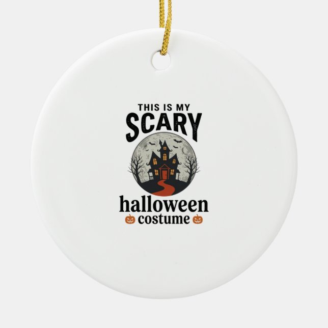 Scary Halloween Costume Haunted House Vector Desig Ceramic Tree Decoration (Front)