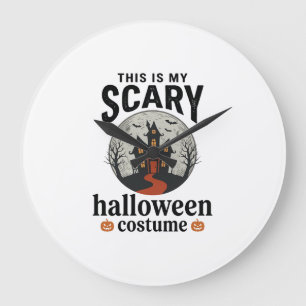 Scary Halloween Costume Haunted House Vector Desig Large Clock