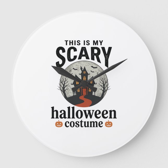 Scary Halloween Costume Haunted House Vector Desig Large Clock (Front)