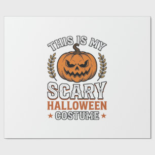 Scary Halloween Costume Pumpkin Vintage Vector Des Wrapping Paper