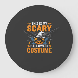 Scary Halloween Costume Pumpkin Witch Design Large Clock