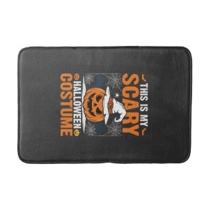Scary Halloween Costume Pumpkin Witch Hat Design_1 Bath Mat