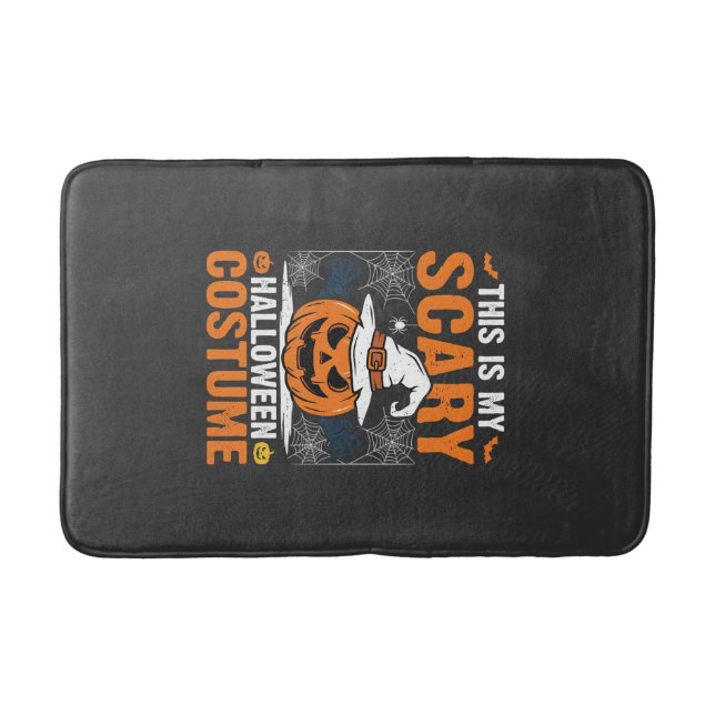 Scary Halloween Costume Pumpkin Witch Hat Design_1 Bath Mat (Front)