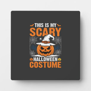 Scary Halloween Costume Pumpkin Witch Hat Design_1 Plaque