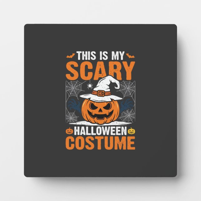 Scary Halloween Costume Pumpkin Witch Hat Design_1 Plaque (Front)
