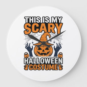 Scary Halloween Costume Pumpkin Witch Hat Shirt_1 Large Clock