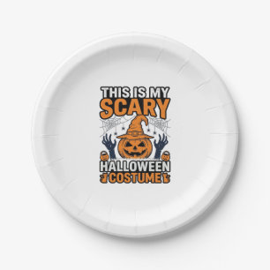 Scary Halloween Costume Pumpkin Witch Hat Shirt_1 Paper Plate