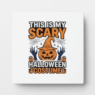 Scary Halloween Costume Pumpkin Witch Hat Shirt_1 Plaque