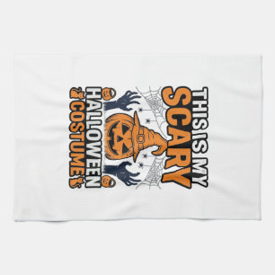 Scary Halloween Costume Pumpkin Witch Hat Shirt_1 Tea Towel