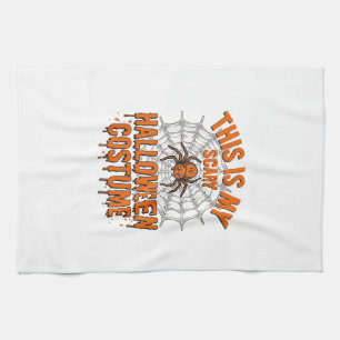 Scary Halloween Costume Spider Web Vintage Design_ Tea Towel