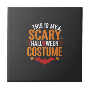 Scary Halloween Costume Typography Bat Design Tile