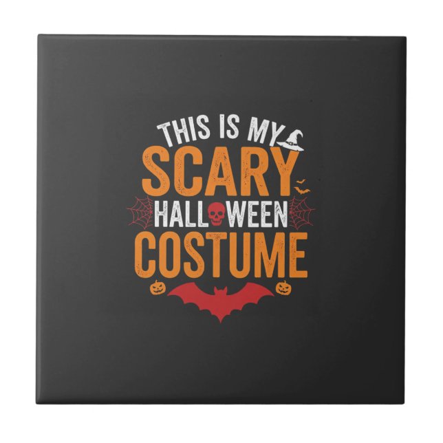 Scary Halloween Costume Typography Bat Design Tile (Front)