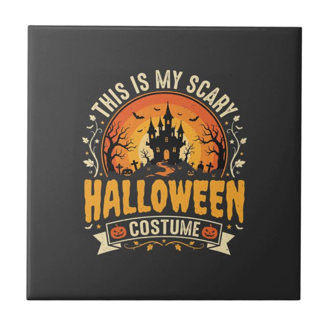 Scary Halloween Costume Vector Design Tile (Front)