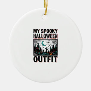Scary Halloween Costume Vintage Graveyard Tee_1 Ceramic Tree Decoration