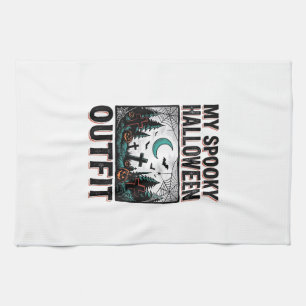 Scary Halloween Costume Vintage Graveyard Tee_1 Tea Towel
