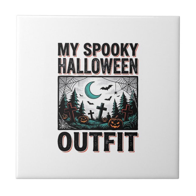 Scary Halloween Costume Vintage Graveyard Tee_1 Tile (Front)