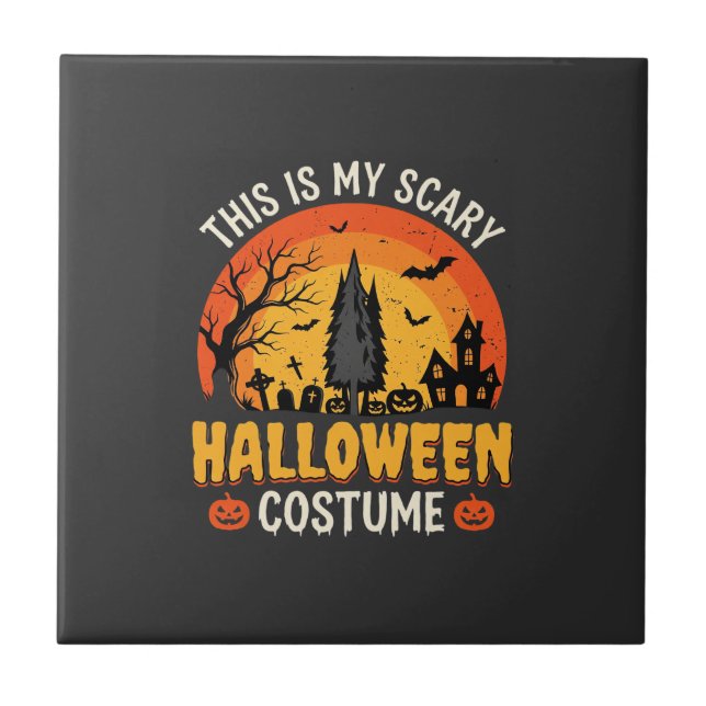 Scary Halloween Costume Vintage Sunset Design_1 Tile (Front)