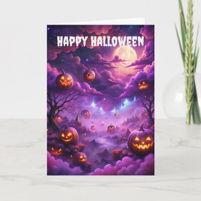Scary Halloween Creepy Pumpkins Holiday Card (Front)