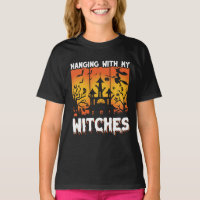 Scary Halloween design with witch witch broom bat