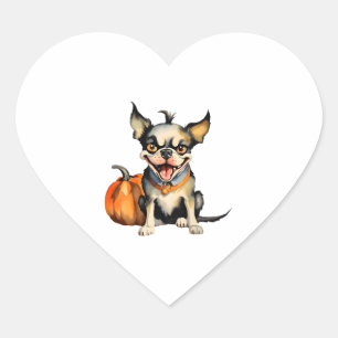 Scary Halloween Dog Protects His Pumpkin Premium Heart Sticker