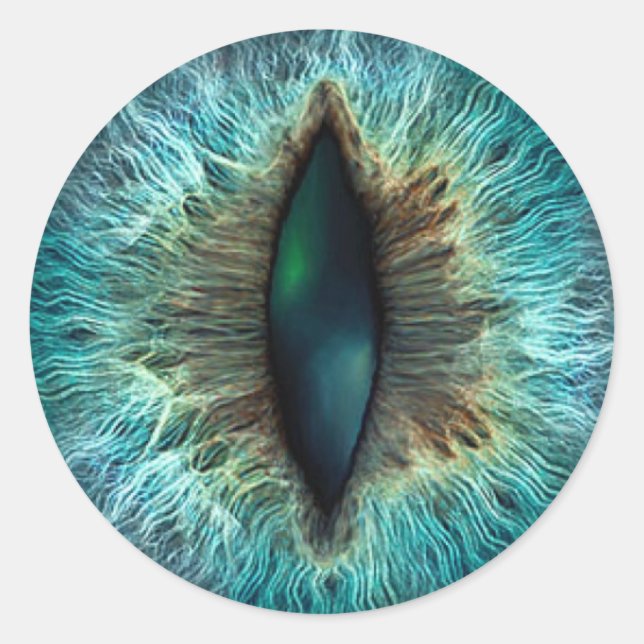 Scary Halloween Dragon Eyeball Classic Round Sticker (Front)