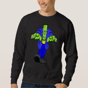 Scary Halloween Frankenstien Cute  Monster Face Mu Sweatshirt