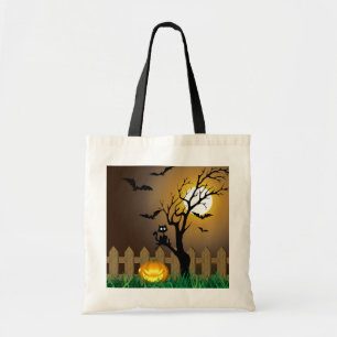 Scary Halloween Garden Scene - Budget Tote Bag