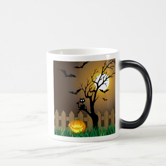 Scary Halloween Garden Scene Magic Mug (Right)