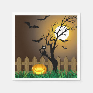 Scary Halloween Garden Scene - Paper Napkin