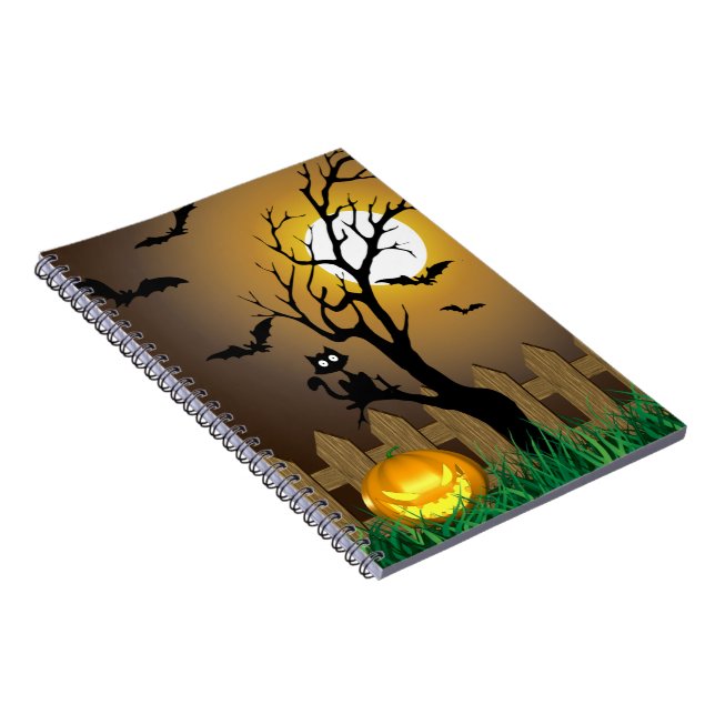 Scary Halloween Garden Scene Spiral Notebook (Right Side)