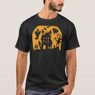Scary Halloween Haunted House Ghosts Pumpkin T-Shirt