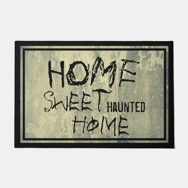 Scary Halloween Home Sweet Haunted Home Concrete Doormat (Front)