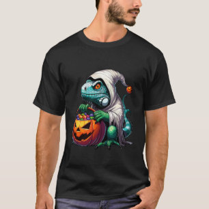 Scary Halloween Iguana Ghost Spooky Candy Bag T-Shirt
