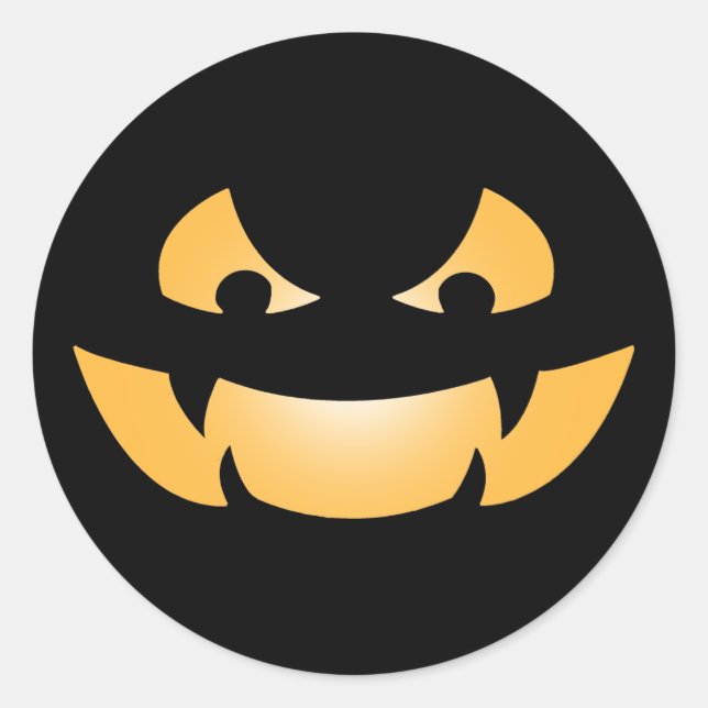 Scary Halloween Jack O' Lantern Classic Round Sticker (Front)