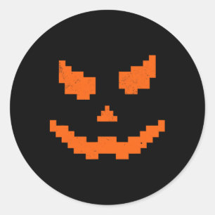 Scary Halloween Jack O Lantern Pumpkin Evil Smile  Classic Round Sticker
