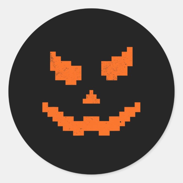 Scary Halloween Jack O Lantern Pumpkin Evil Smile  Classic Round Sticker (Front)