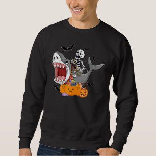 Scary Halloween Jackolantern Skeleton Shark Costum Sweatshirt