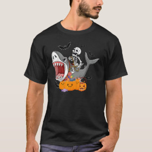 Scary Halloween Jackolantern Skeleton Shark Costum T-Shirt