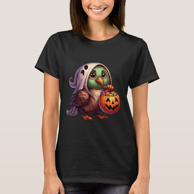 Scary Halloween Kiwi Bird Ghost Spooky Candy Bag 9 T-Shirt (Front)