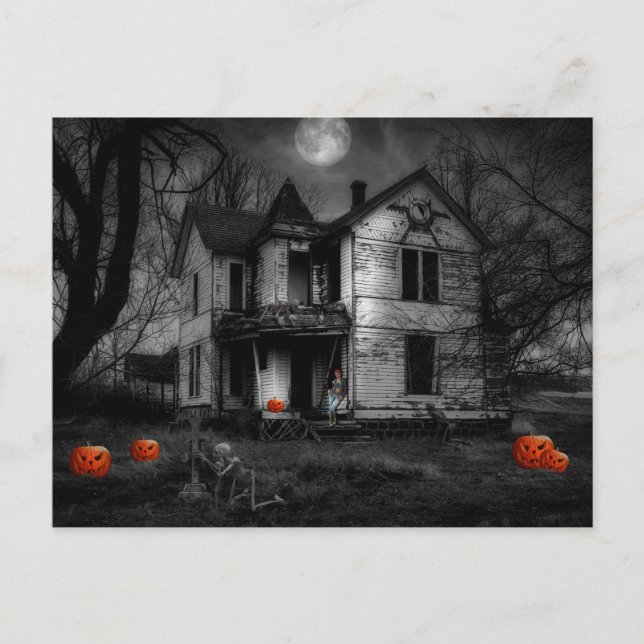 Scary Halloween Night Postcard (Front)