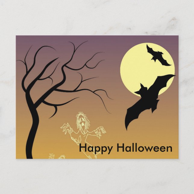 Scary Halloween Night Postcard (Front)