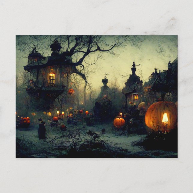 Scary Halloween Night Postcard (Front)