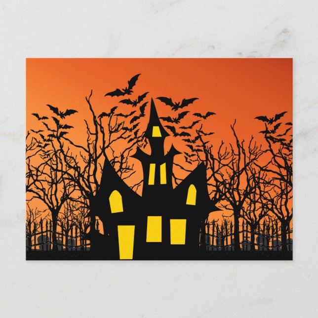 Scary Halloween Night Postcard (Front)