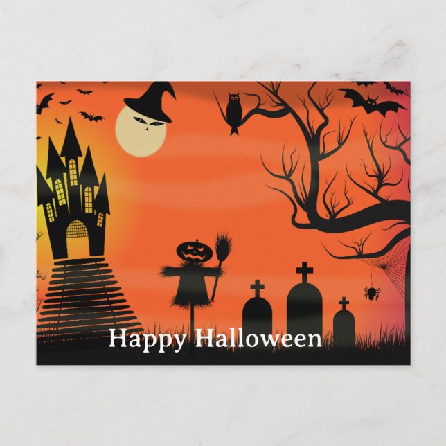 Scary Halloween Night Postcard (Front)